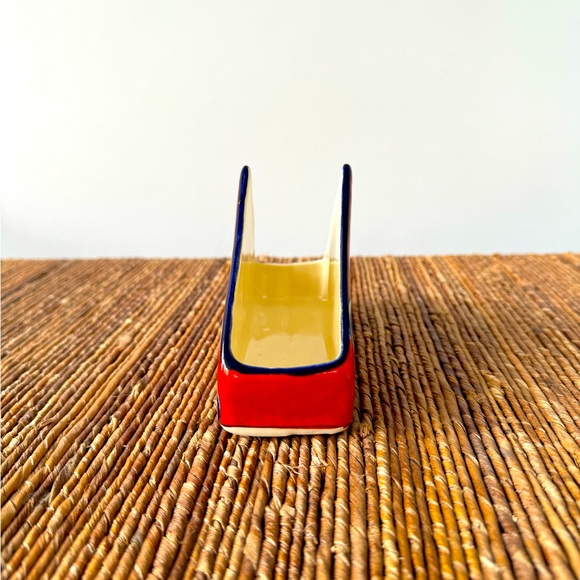 Vintage Mexican Glazed Ceramic Napkin or Letter Holder - Picture 6 of 6